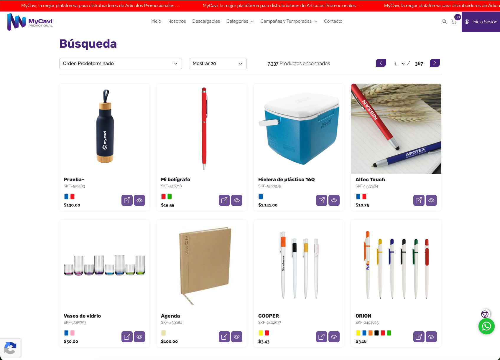 Catálogo de productos