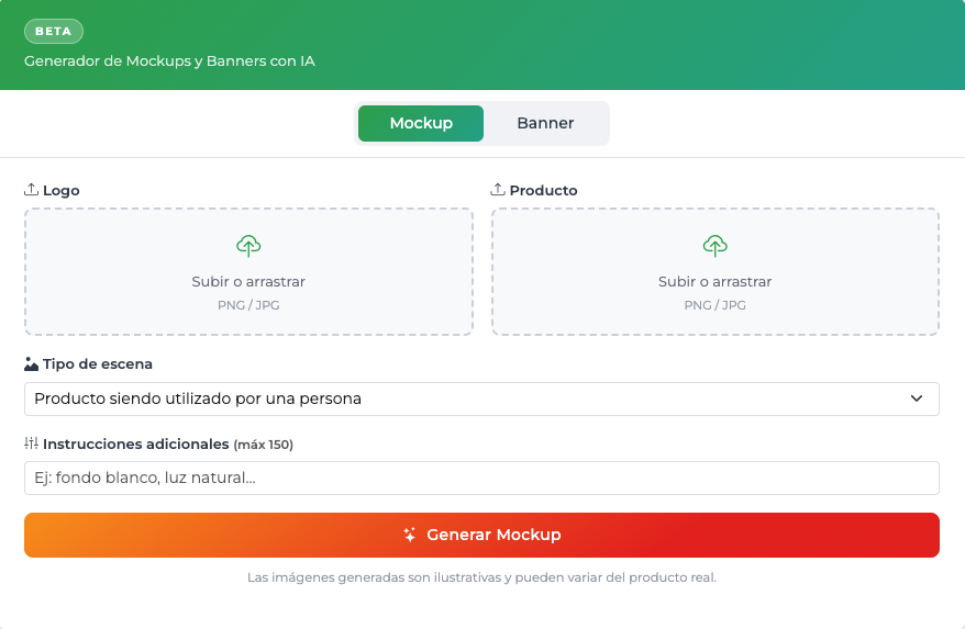 Generador de mockups y banners con IA