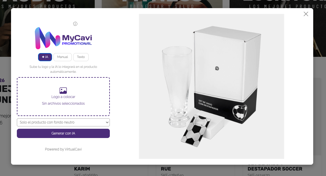 Modal de muestra virtual